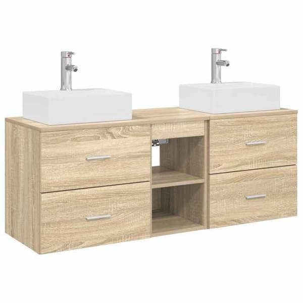 Maison Exclusive - 3-delars badrumsskåpset Sonoma-ek Sonoma ek