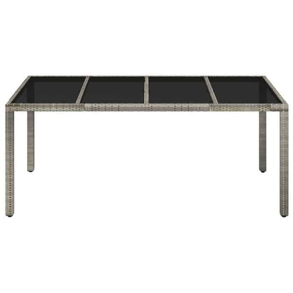 Maison Exclusive - Trädgårdsbord med grått glas ovan 190x90x75cm Flätad resin grå