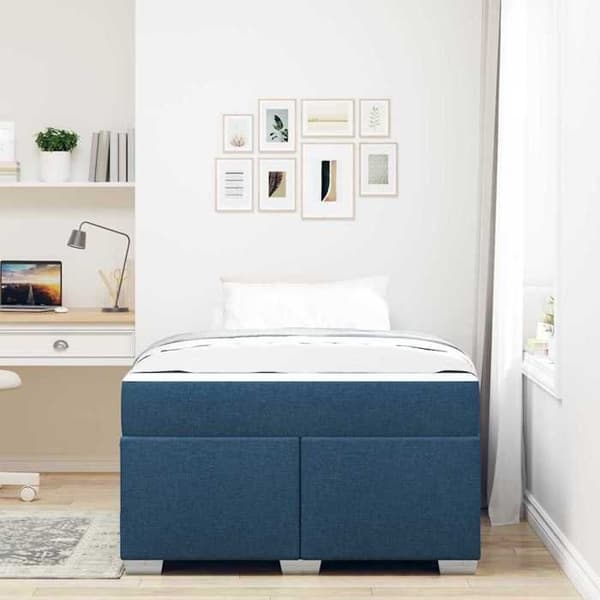 Maison Exclusive - Sängram med madrass Blå 120 x 190 cm tyg