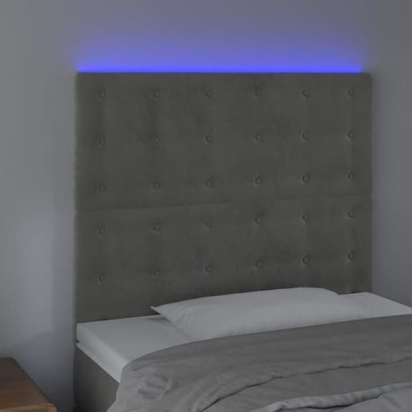 Maison Exclusive - LED-päätyharso Vaaleanharmaa 90x5x118/128 cm Sametti ljusgrått