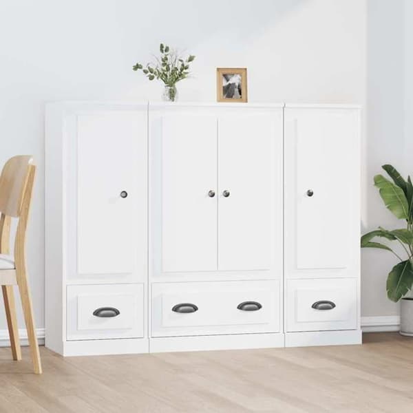 Maison Exclusive - 3 stk. buffet i hvidt ingeniørtræ