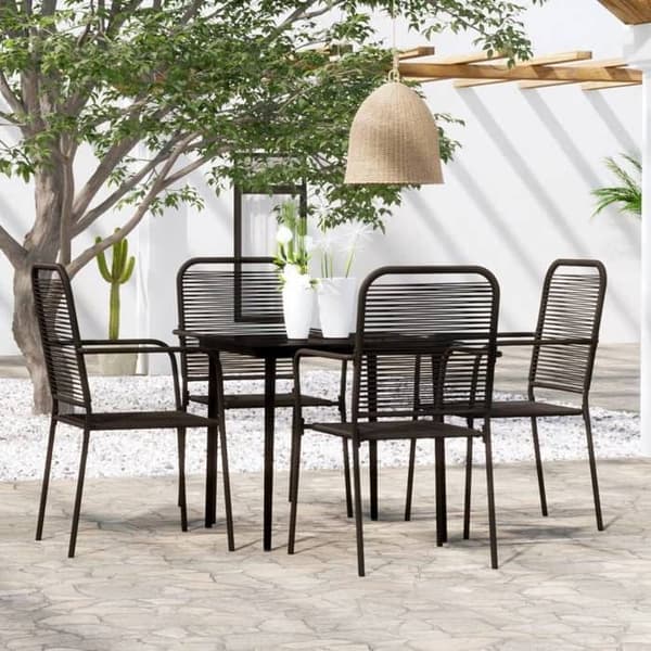 Maison Exclusive - 5 osan musta puutarhakalustesarja