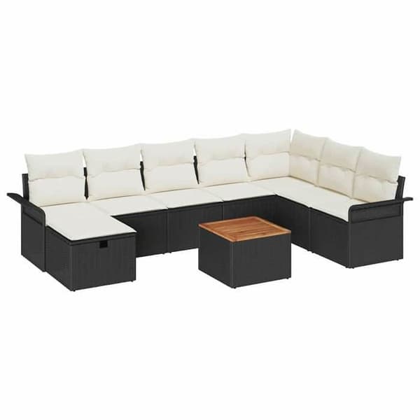 Maison Exclusive - 9 stk. have-sofa sæt i sort poly rattan Svart