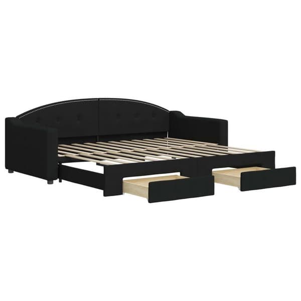 Seng til dagbrug - EKSKLUSIV HUS - Sovesofa 90x200 - Sort - 2 skuffer - Uden madras Svart