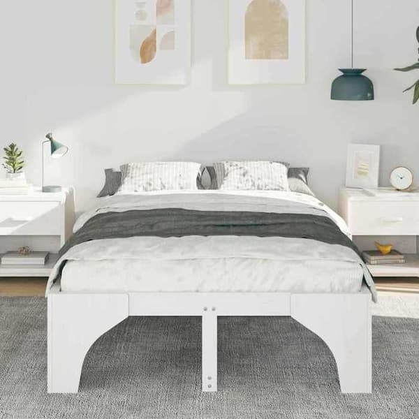 Maison Exclusive - Sängram Vit 120 x 190 cm Massivt trä