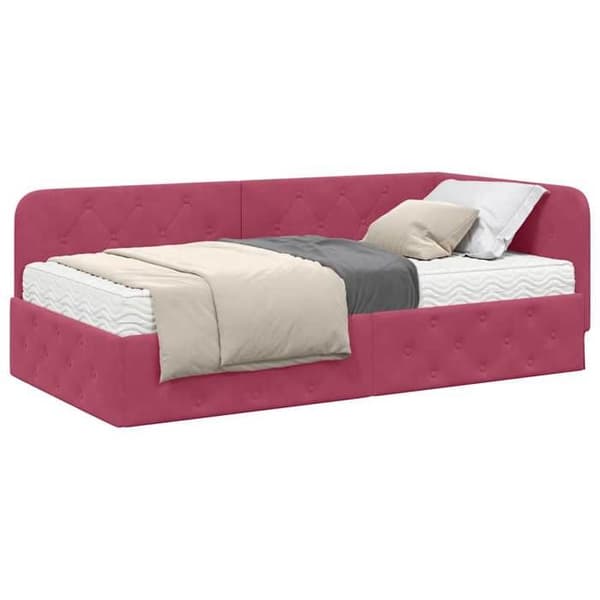 Maison Exclusive - Hörnsängram Bordeaux 90 x 200 cm Sammet