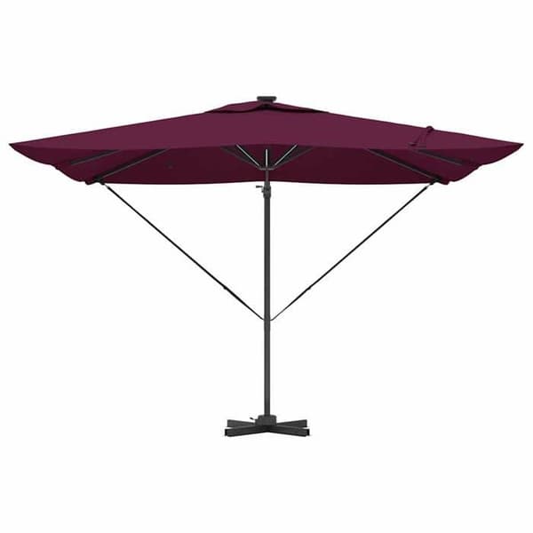 Parasol med sidostöd - EXKLUSIVT HUS - Roma - Aluminium och polyester - Rektangulär 286×284×270 cm - 360° rotation & LED Bordeaux