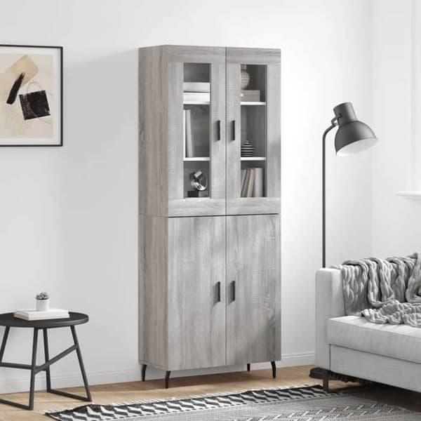 Maison Exclusive - Buffé hög Sonoma grå 69,5x34x180 cm Ingenjörsträ