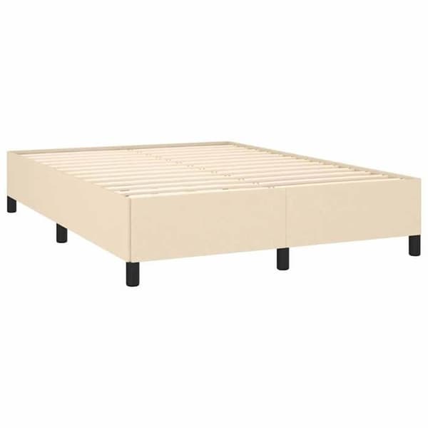 Maison Exclusive - Sengebund med lameller og madras Creme 140x190 cm Stof