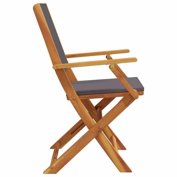 Maison Exclusive - Fällbara stolar 2 stycken Antracit Massivt akaciaträ och tyg