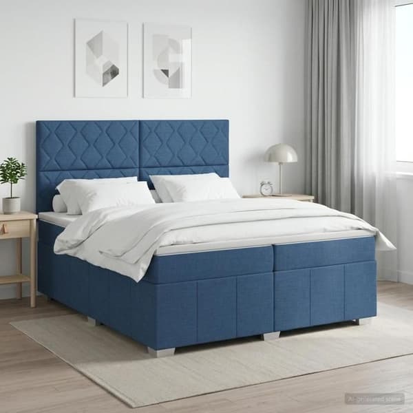 Maison Exclusive - Boxspring seng med madras Blå 200 x 200 cm Stof Blå