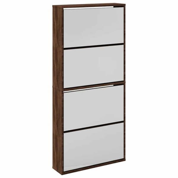 Maison Exclusive - Skab til sko med spejl 4 niveauer egetræ brun 63x17x134 cm