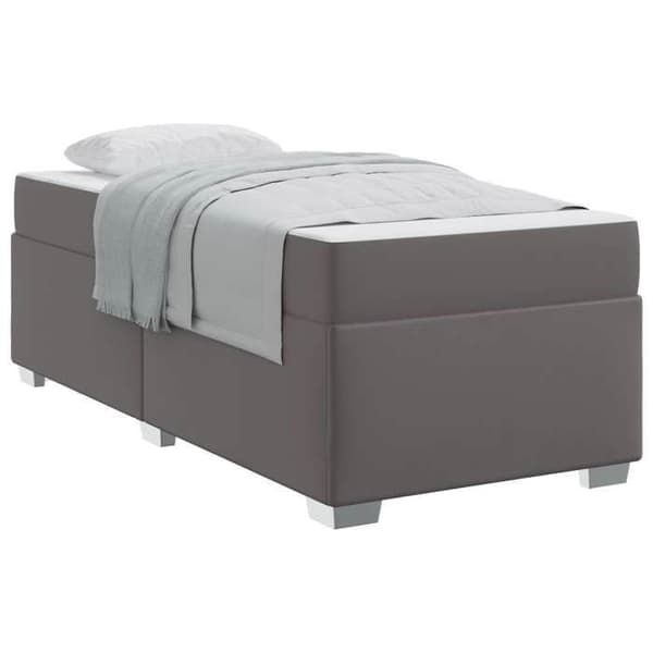 Sängram med madrass - EXKLUSIV HEM - 90 x 190 cm - Grå - Fast ribbotten - Medium fast madrass Grå
