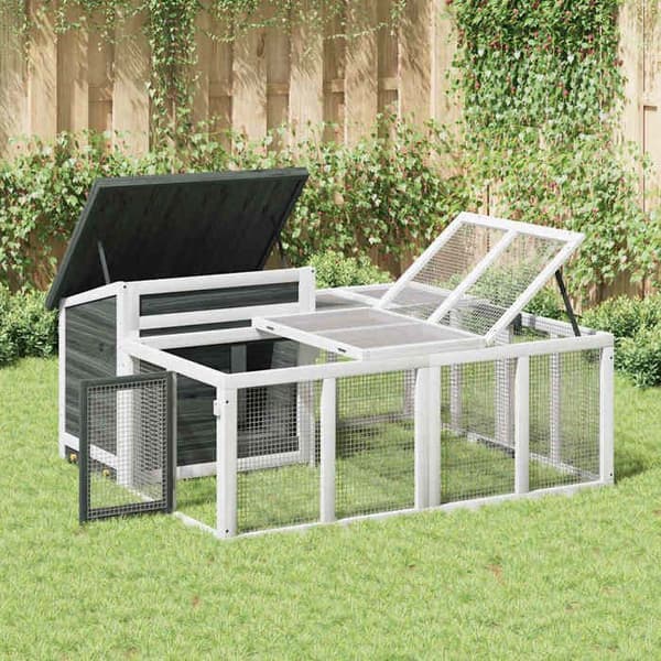 Maison Exclusive - Harmaa Clapier 144x123x67,5 cm massiivipuusta grå