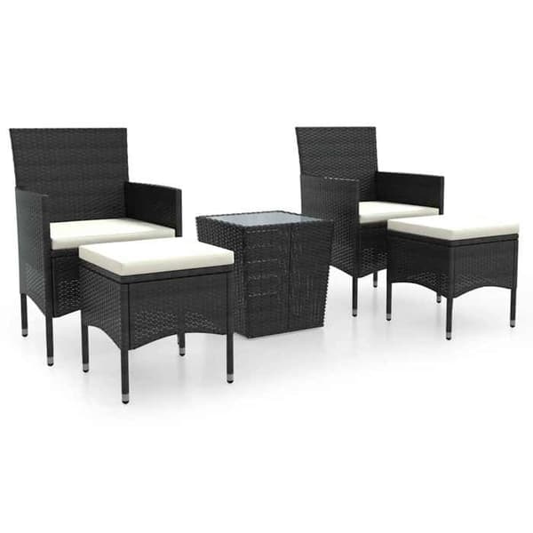 Maison Exclusive - Havebistro sæt 5 dele poly rattan og hærdet glas