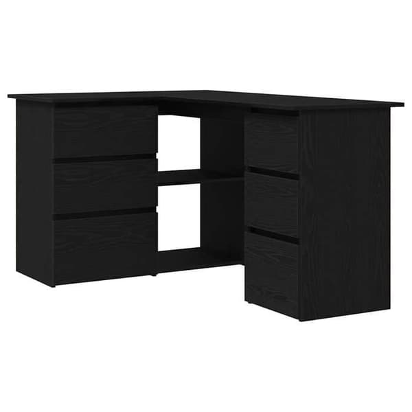Maison Exclusive - Kontor Sort egetræ Ingeniørtræ 145 x 100 x 76 cm svart ek