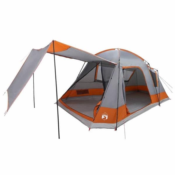 Maison Exclusive - Tältstuga 8 personer Grå och orange Polyester och Stål