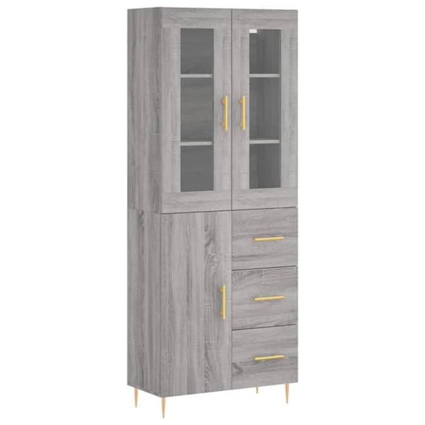 Maison Exclusive - Buffé hög Sonoma grå 69,5x34x180 cm Ingenjörsträ
