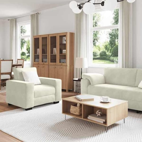 Maison Exclusive - 3 kpl:n sohvasetti tyynyillä, kerma sametti Kräm (sammet)