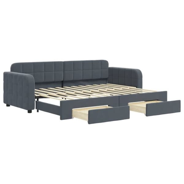 Päivävuode - EXCLUSIVE-KOTI - 80 x 200 cm - Daybed - 2 laatikkoa - Harmaa sametti