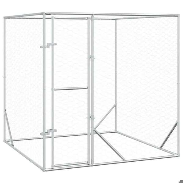 Maison Exclusive - Udendørs hundehus i sølv 2x2x2 m galvaniseret stål silver-