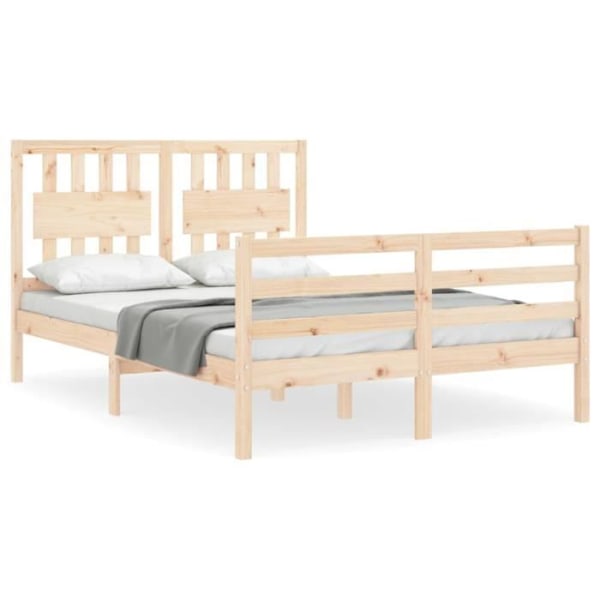 Sengebund - Massivtræ - 140x190 cm - 2 pladser - Let montering - Funktionel hovedgavl Brun