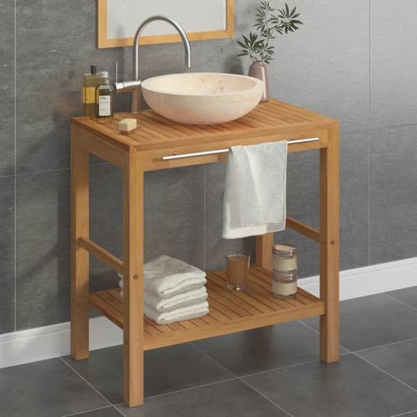 Maison Exclusive - Solid teak badeværelse skab med creme marmor vask Grädde