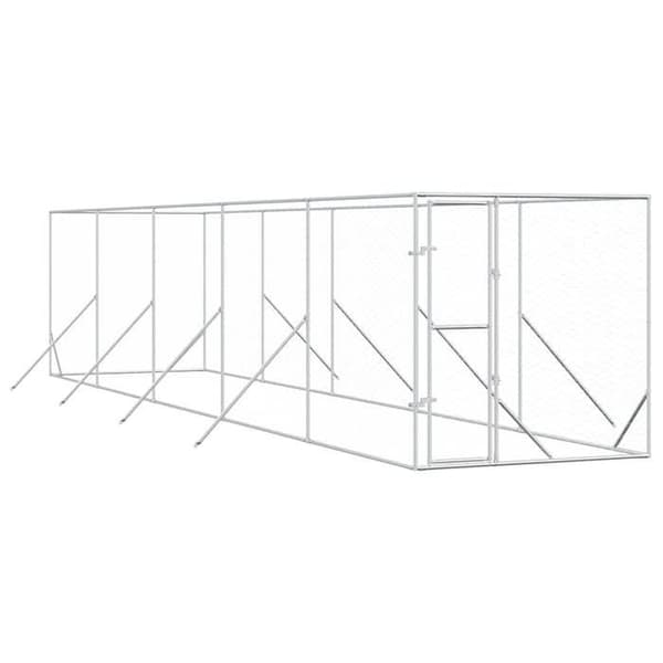 Utomhuskennel - Exklusivt hus - Galvaniserat stål - 2 x 10 x 2 m - Låsbart dörr silver-