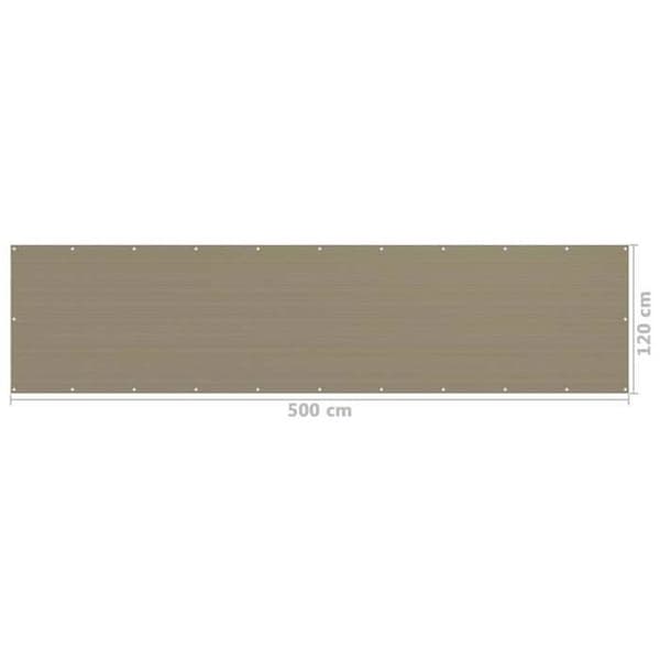 Balkonskærm - EKSKLUSIV HUS - HDPE høj densitet - 120 x 500 cm - Taupe - UV-resistent Mol