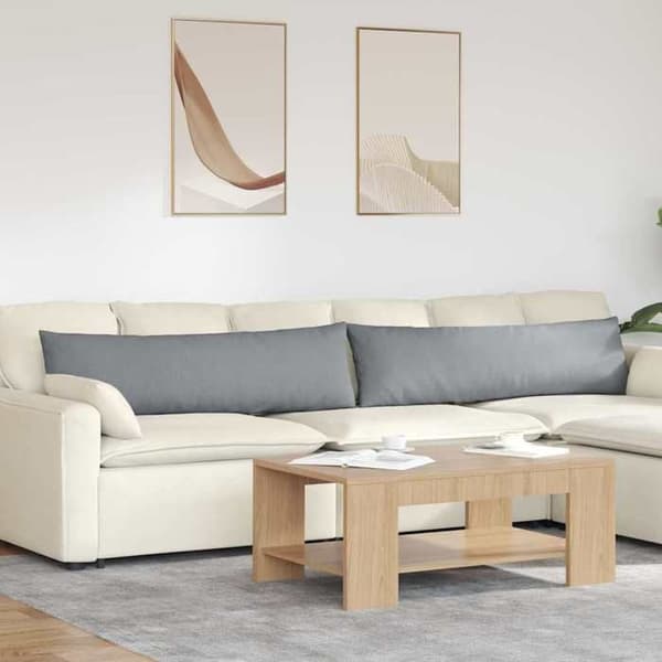 Sofa puder - EKSKLUSIV HUS - 145 x 40 cm (sæt 2) - Lys grå - Aftageligt betræk - Polyesterfyld Ljusgrått