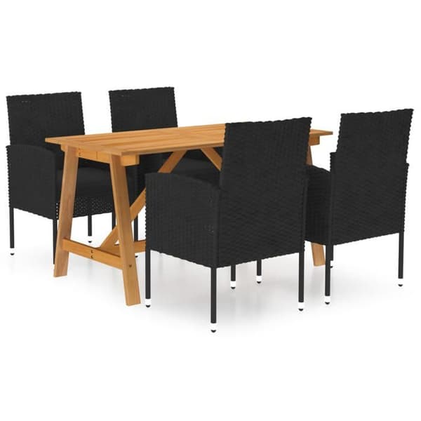 Maison Exclusive - Have spisebordssæt 5 stk Sort Svart