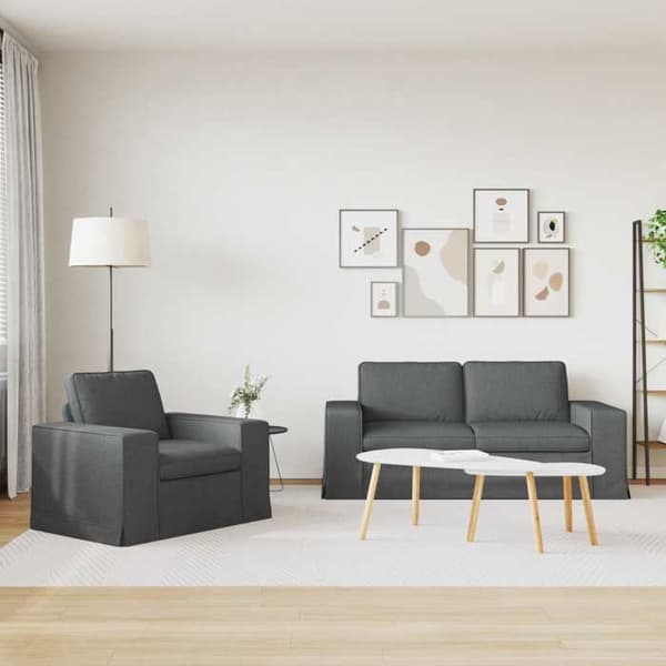 Divaani - MAISON EXCLUSIVE - 2 osan setti - Tummanharmaa - Kangas - Moduulimuotoilu Mörkgrå