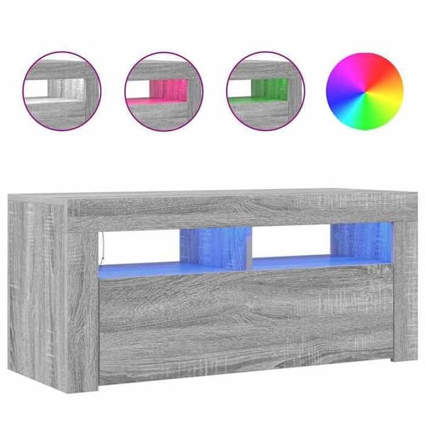 Maison Exclusive - TV-møbel med LED-lys Sonoma grå 90x35x40 cm