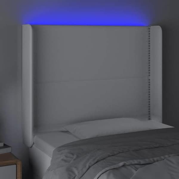 Maison Exclusive - LED Hovedgærde Hvid 103x16x118/128 cm Simililæder