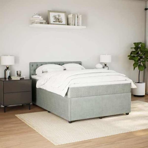 Maison Exclusive - Seng solid bund med socker og madras Grå 160x200cm Velour