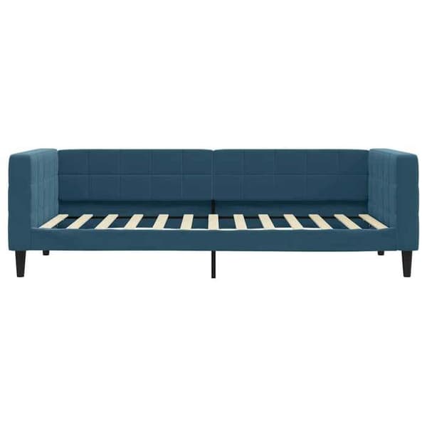 Dagseng - EKSKLUSIV HUS - Seng med udtræk - 100x200 cm - Blå velour - Lamelseng Blå