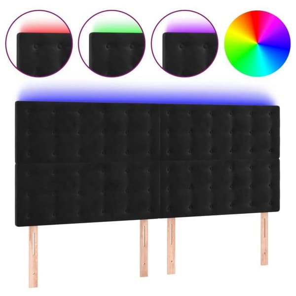 Maison Exclusive - LED Hovedgærde Sort 160x5x118/128 cm Velour Svart