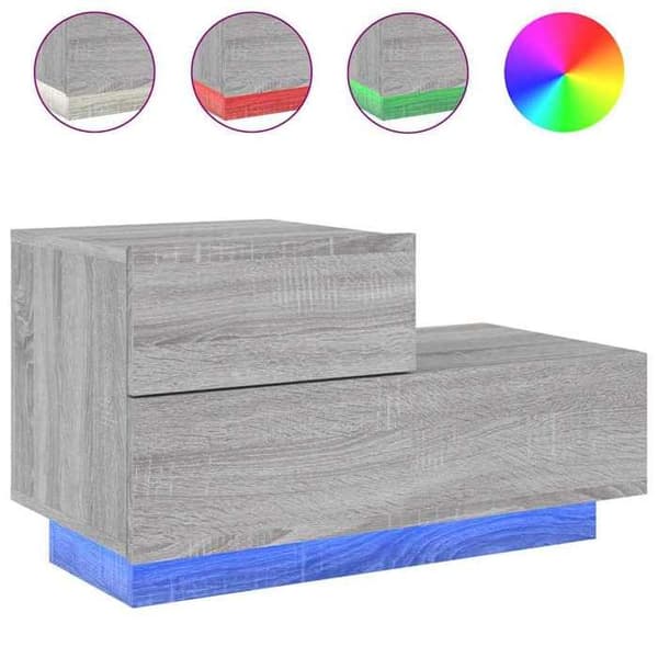 Maison Exclusive - Natbord med LED-lys sonoma grå 70x36x40,5 cm sonoma grå