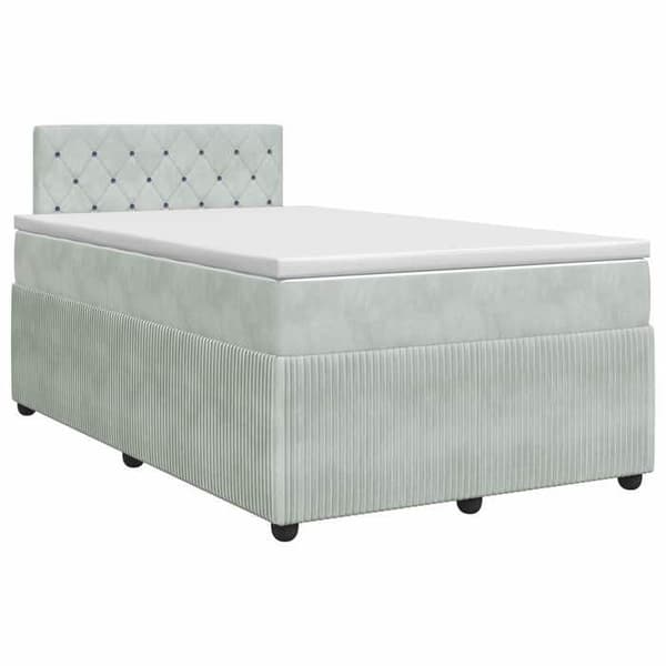 Sängboxspring - MAISON EXCLUSIVE - Sängboxspring - 120 x 190 cm - Justerbar huvudgavel 78/88 cm - Grå sammetstyg Ljusgrått
