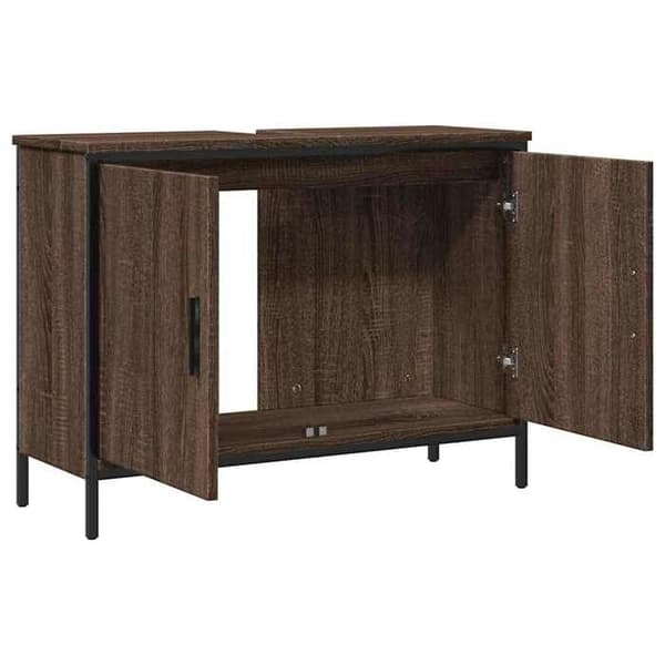 Maison Exclusive - Badeværelsesskab med vask i brunt egetræ 80x30x60 cm