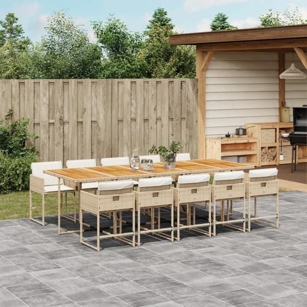 Maison Exclusive - Puutarhakalusteryhmä ja tyynyt 11 kpl beige polyrottinki