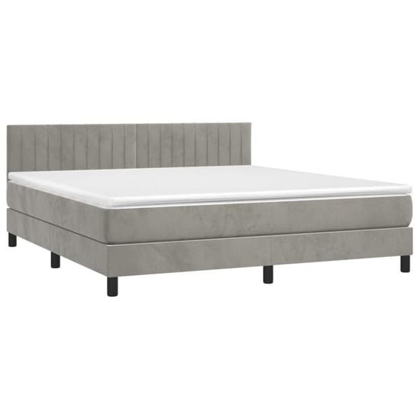 Maison Exclusive - Seng solid bund med socker og madras Grå 160x200cm Velour