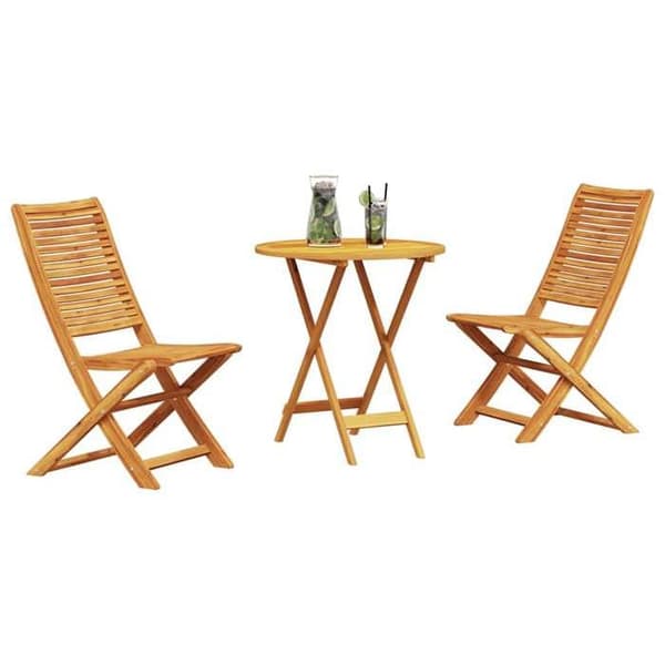 Maison Exclusive - Fällbart bistroset 3 delar Brun Massivt Akaciaträ