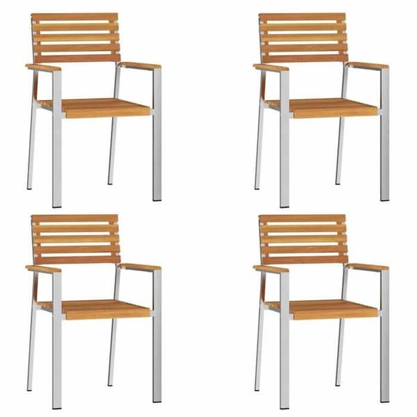 Maison Exclusive - Havestol 4 stk Massivt akacietræ og rustfrit stål