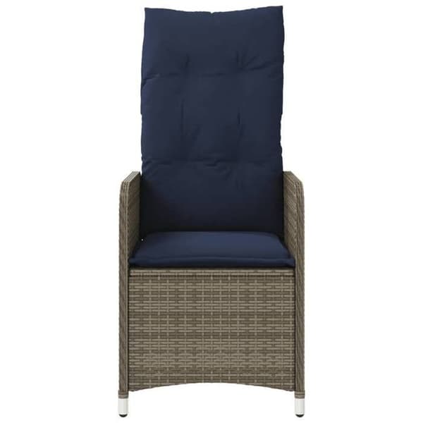 Maison Exclusive - Set med 2 lutande trädgårdsstolar med grå flätad resin kuddar