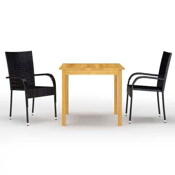 Maison Exclusive - Have spisebordssæt 3 dele Sort Svart