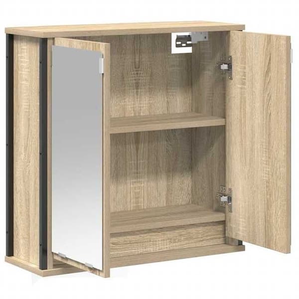 Maison Exclusive - Väggmonterad badrumsspegelskåp ek sonoma 60x21x60 cm