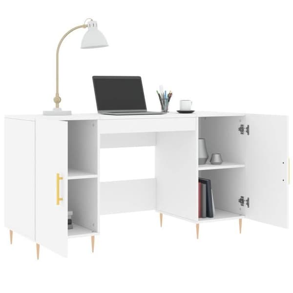Kontor - EKSKLUSIVT HUS - 140 x 50 x 75 cm - Hvid - Ingeniørtræ - 4 rum Vit