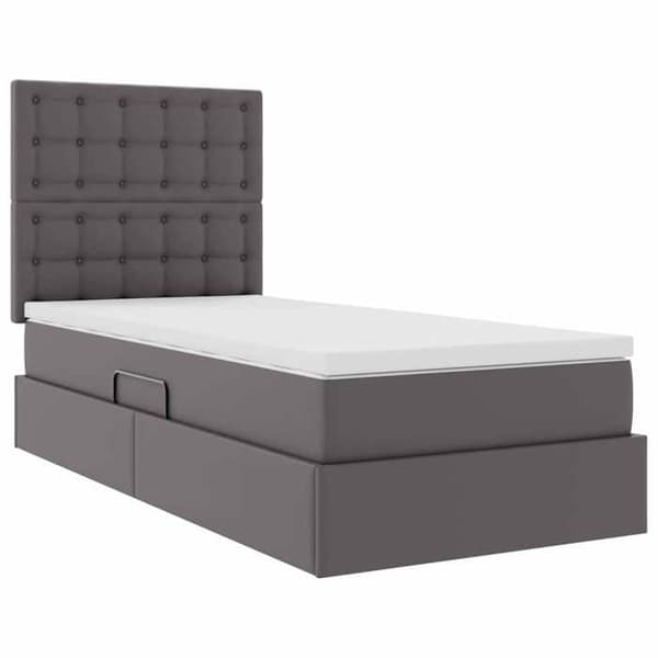 Sängram 1 plats - MAISON EXCLUSIVE - Maison Exclusive - 100 x 200 cm - Grå konstläder - Hydraulisk lyftmekanism Grå
