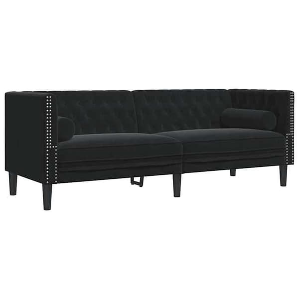 Maison Exclusive - Chesterfield-sohvaryhmä ja 2 kpl tyynyjä musta sametti
